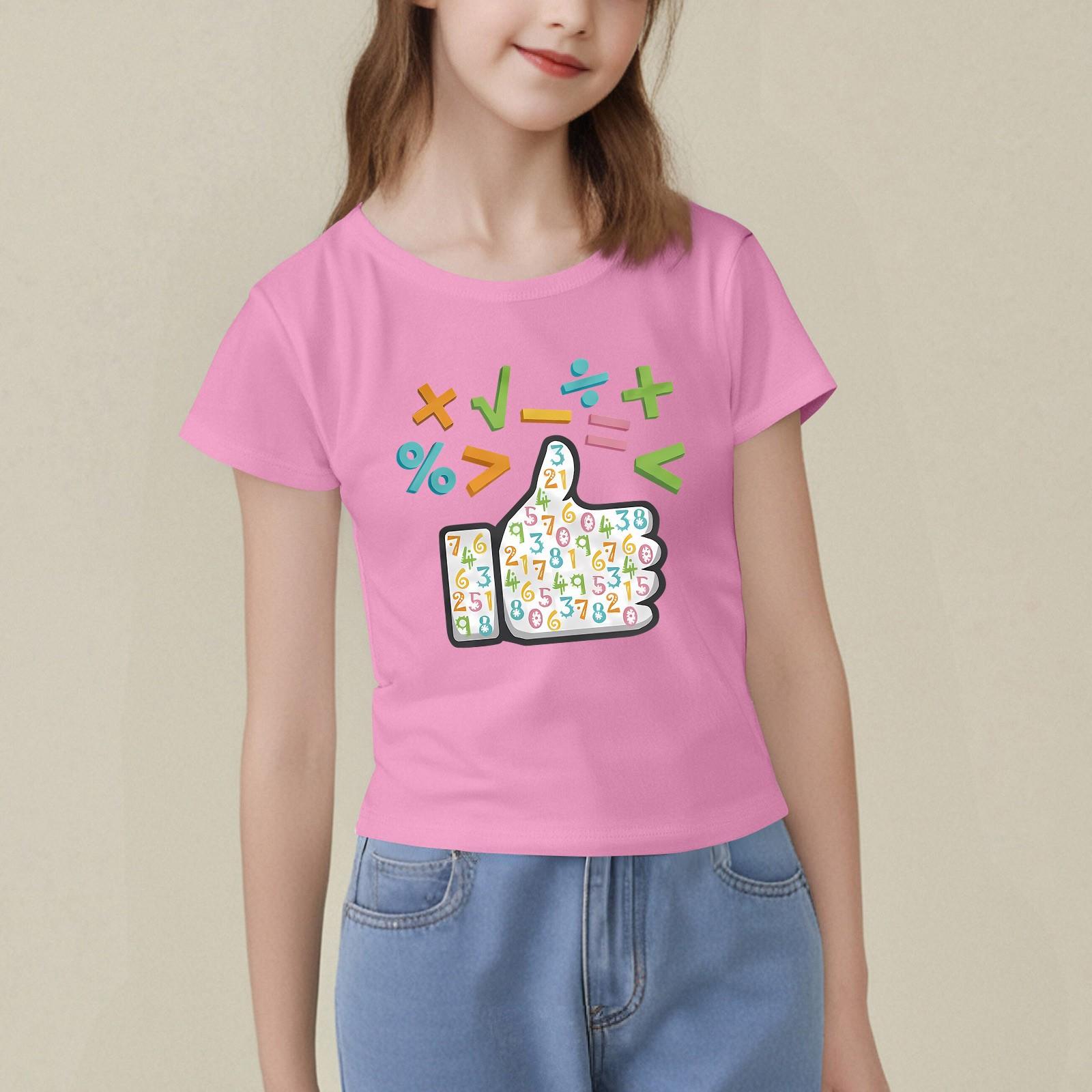 

Детский набивной короткий рукав круглый вырез повседневный удобный свободный легкий топ 160 розовый