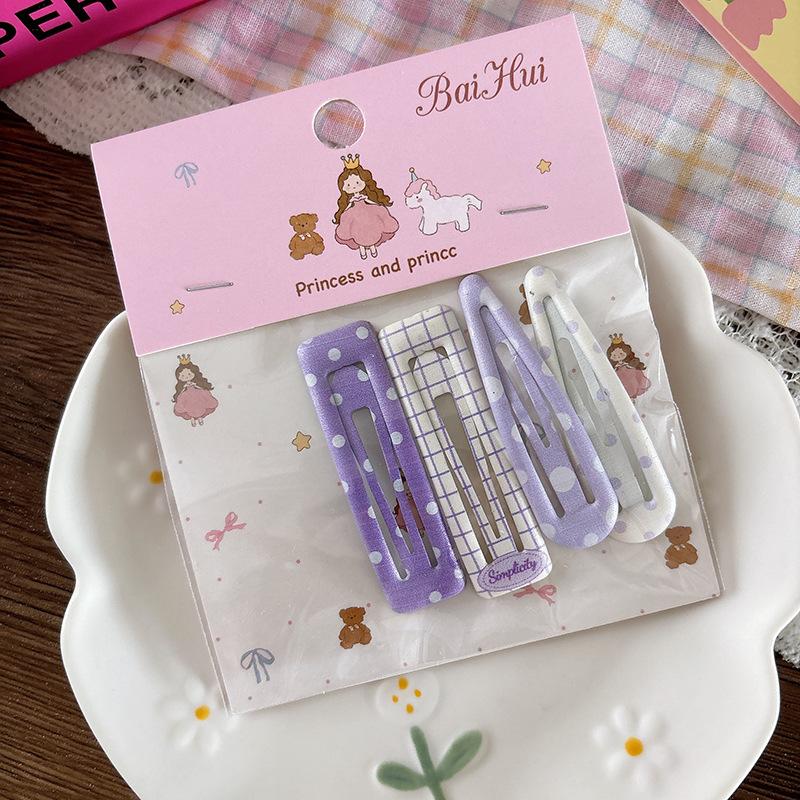 4pcs Multicolor Polka Dot Plaid Hair Clips for Children Kids Girls Hairpins Bangs Side Clip Barrettes Headwear Hair Accessories