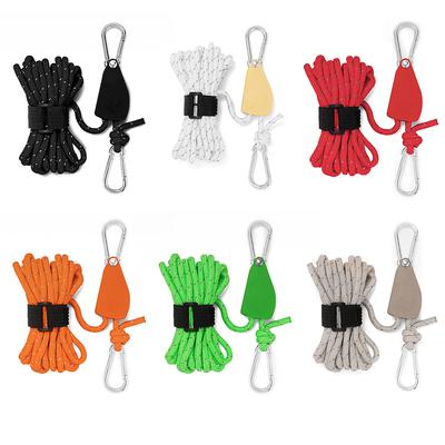 4/5m Camping Rope Tent Rope Tensioner Fastener Fixed Buckle Pulley Ratchet Hangers Lights Camping Awning Wind Rope