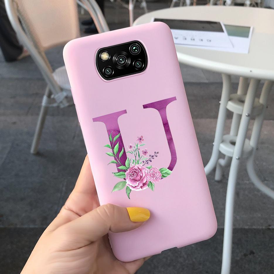 For Xiaomi Poco X3 NFC Case Soft Silicone TPU Cute Letter Back Cover For Xiaomi Poco X3 Pro Bumper PoxoX3 NFC Phone Cases 6.67''