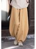 Women's Retro Ramie Sand-Washed Distressed Loose Lantern Pants for Meditation and Tai Chi