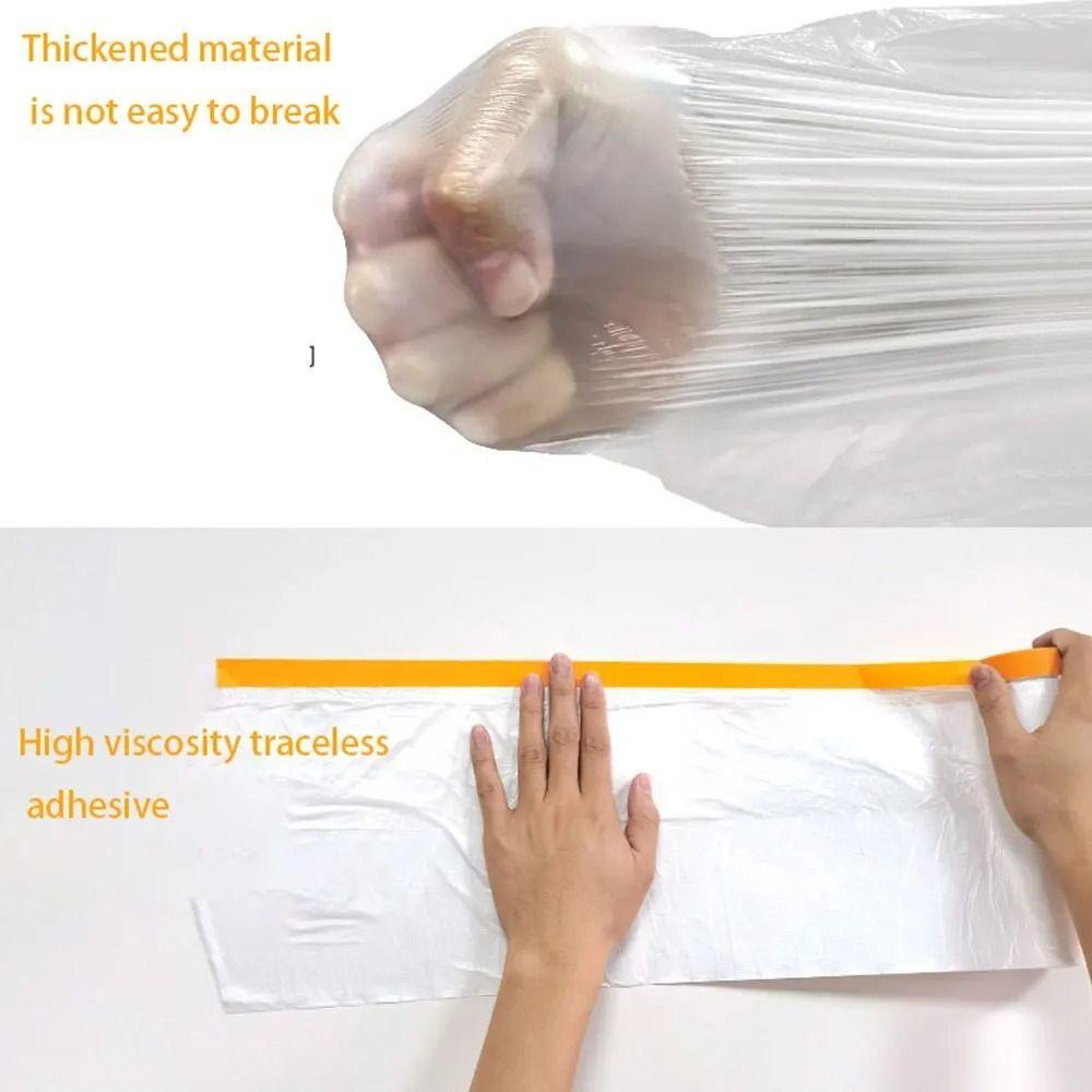 Durable Pre-Taped Masking Film Transparent Furniture Dust-proof New Automotive Paint Coverage