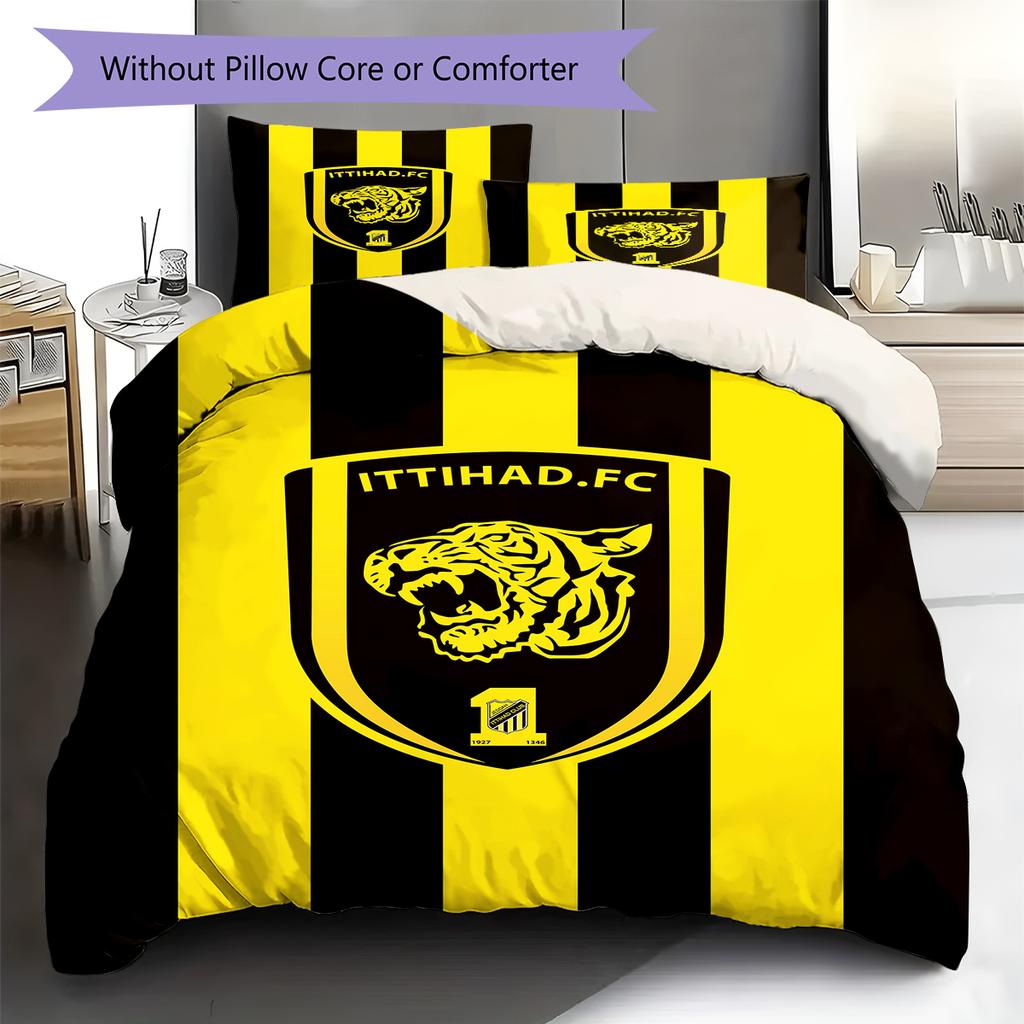 Al-Ittihad Club Pattern Bedding,Quilt Set Quilt Cover Pillowcase Home Birthday Gift (1 * duvet cover + 2 * pillowcase, without core)