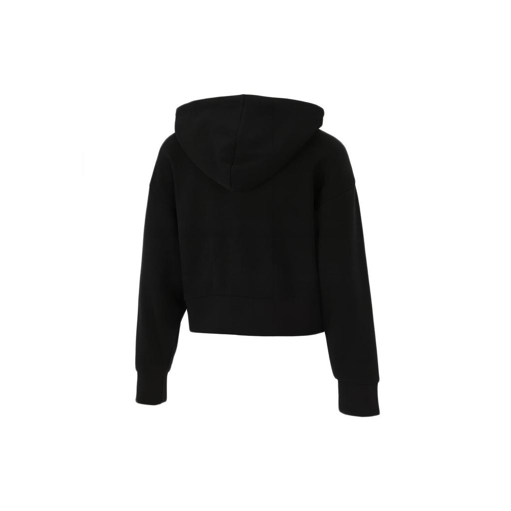 Puma Solid Color Embroidered Logo Short Knit Hooded Jacket Women Outerwear Black 847685-01