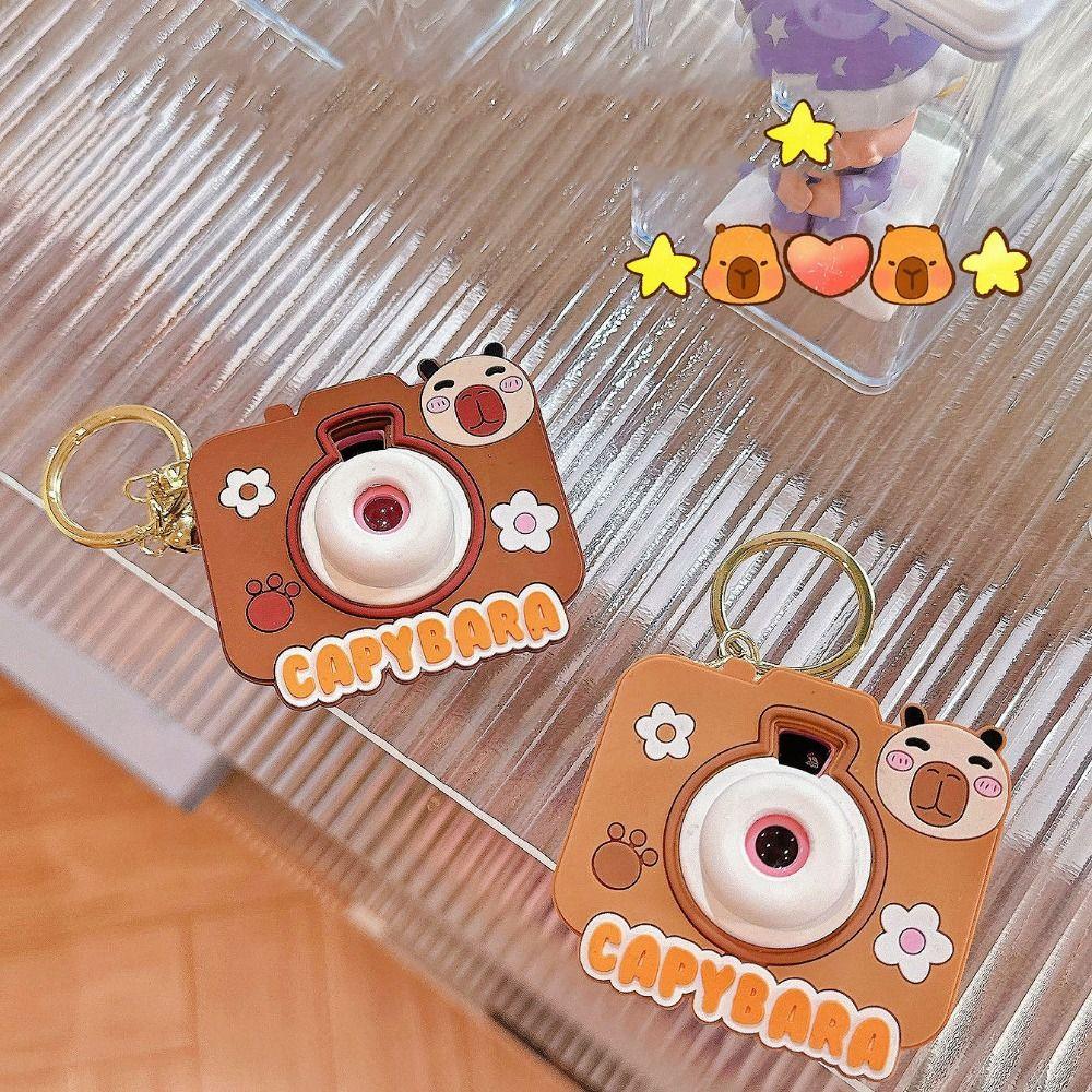 2Pcs Simulation Luminous Cartoon Key Ring Projection Bag Pendant  Children's Toys
