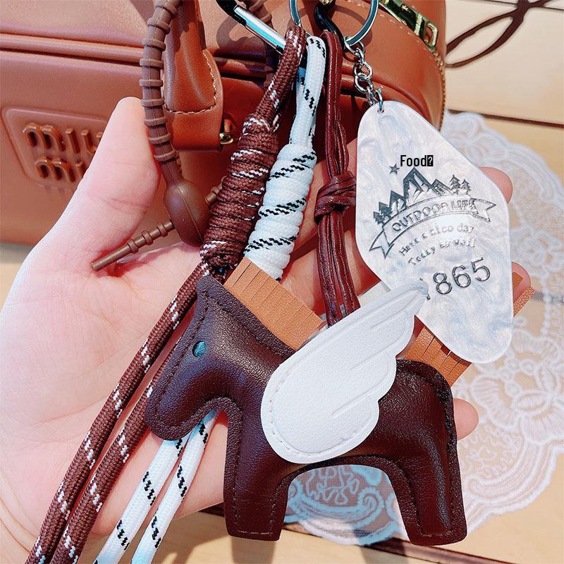 Retro Taxvalp Nyckelring med Miu-stil Chokladflätad Repsnodd