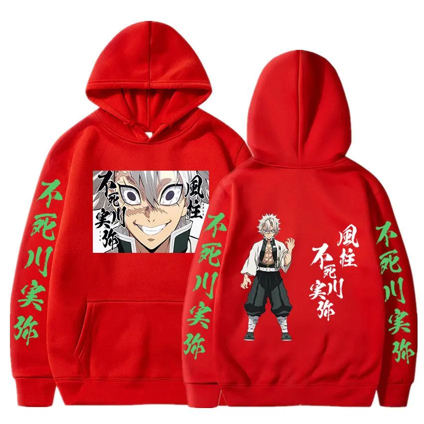 Autumn Winter Anime Shinazugawa Sanemi Graphic Print Hooded Autumn Fleece  Kimetsu No Yaiba Hoodies Sweatshirt
