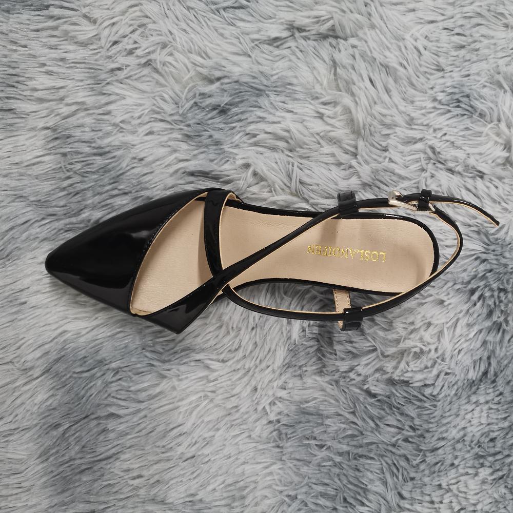Women's 5cm Pointed Toe Cross Strap Buckle Sandals Slingback Pumps High Heels Party Wedding Dress Comfortable Shoes
