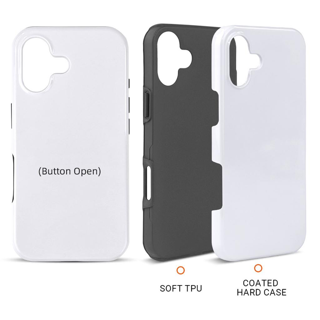 5Pcs/Pack For iPhone 16 Plus TPU+PC Case 3D Sublimation Blank Glossy Phone Cover