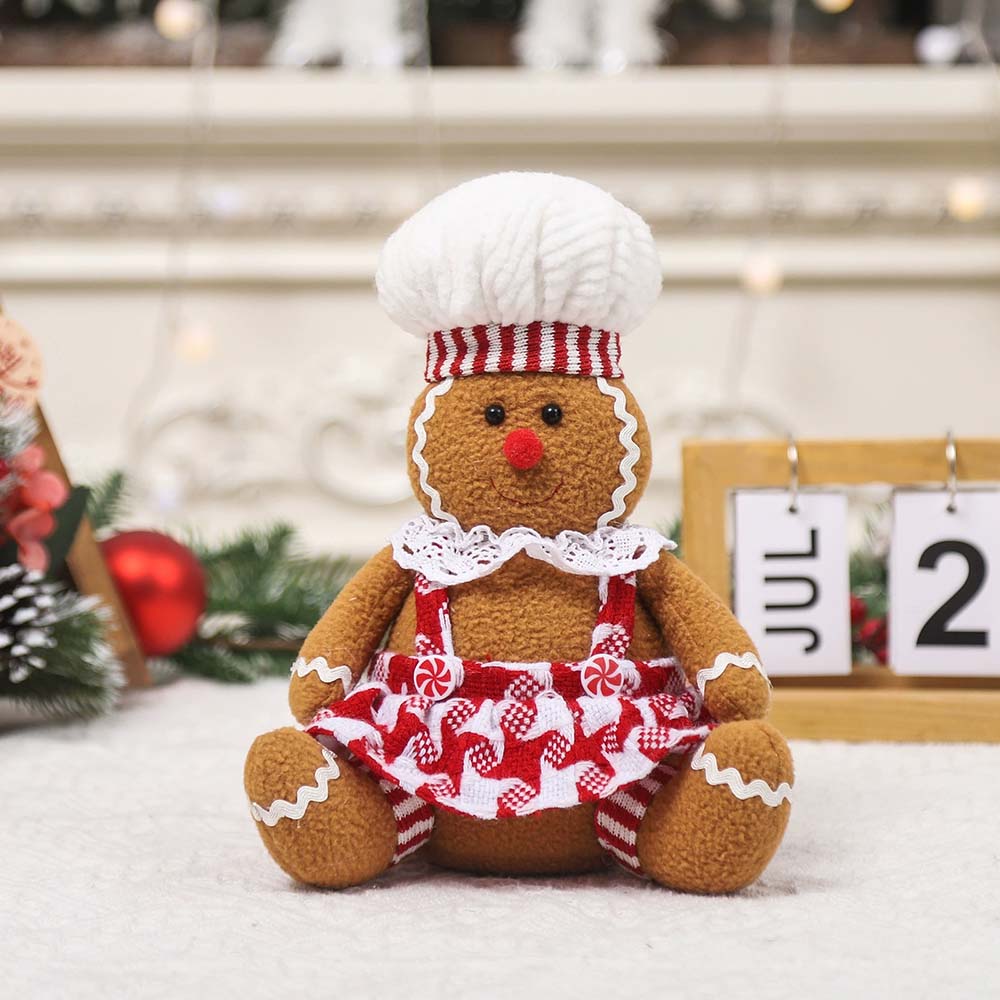 Christmas Decor Doll Cartoon Sitting Position Gingerbread Figure Tabletop Children Gift Party Holiday Decor Props Christmas
