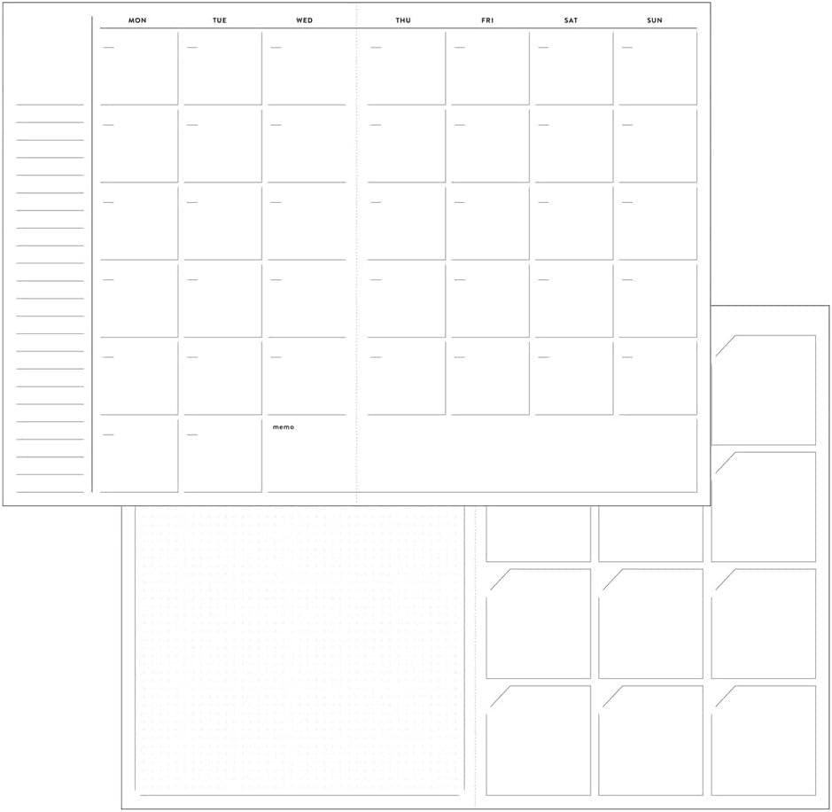 Weekly Log Block and Childcare Decorative 160 Pen Holder Marks' Date-Free Diary, Type, Travel, Hobbies, Cooking, Recording, Planner, H186xW132xD9mm,