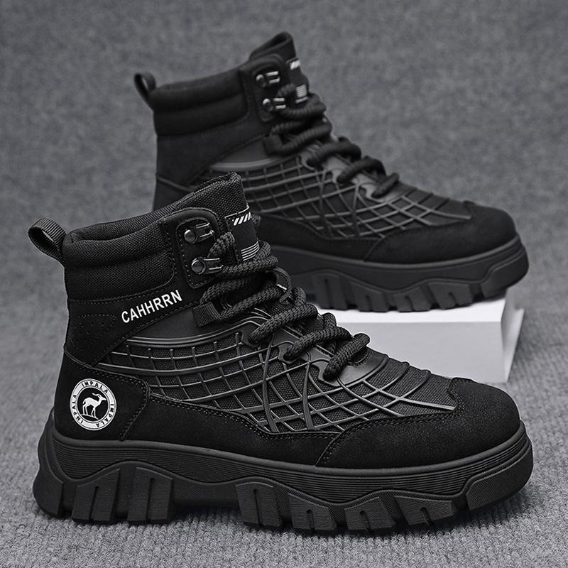 High-top men's shoes autumn trend leisure sports heightening rhubarb Martin boots men's 2024 new locomotive tooling boots