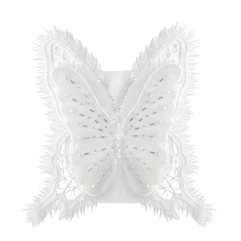 

Pearls Butterfly Patches Applique Diy Crafts for Jeans Hat Bag Scarf Curtain Clothes Accessories Badges Sew on 1