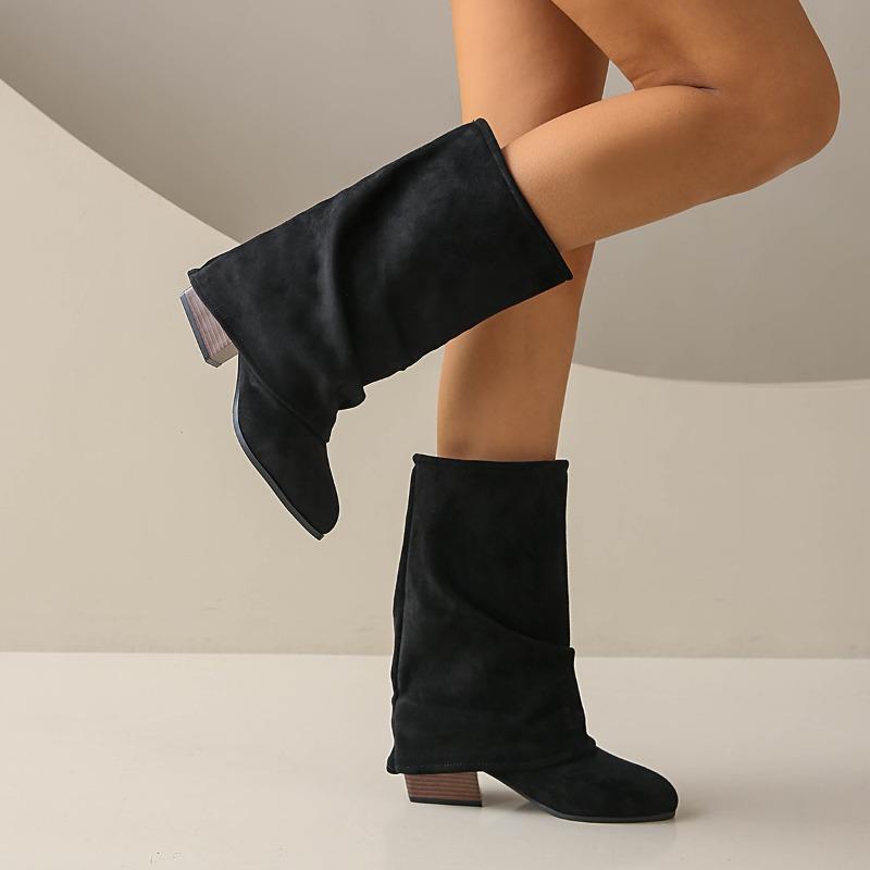 Suede Mid-tube Boots Women's New Round Toe Sleeve Soft Sole Anti-slip Wear-resistant Fashion Boots