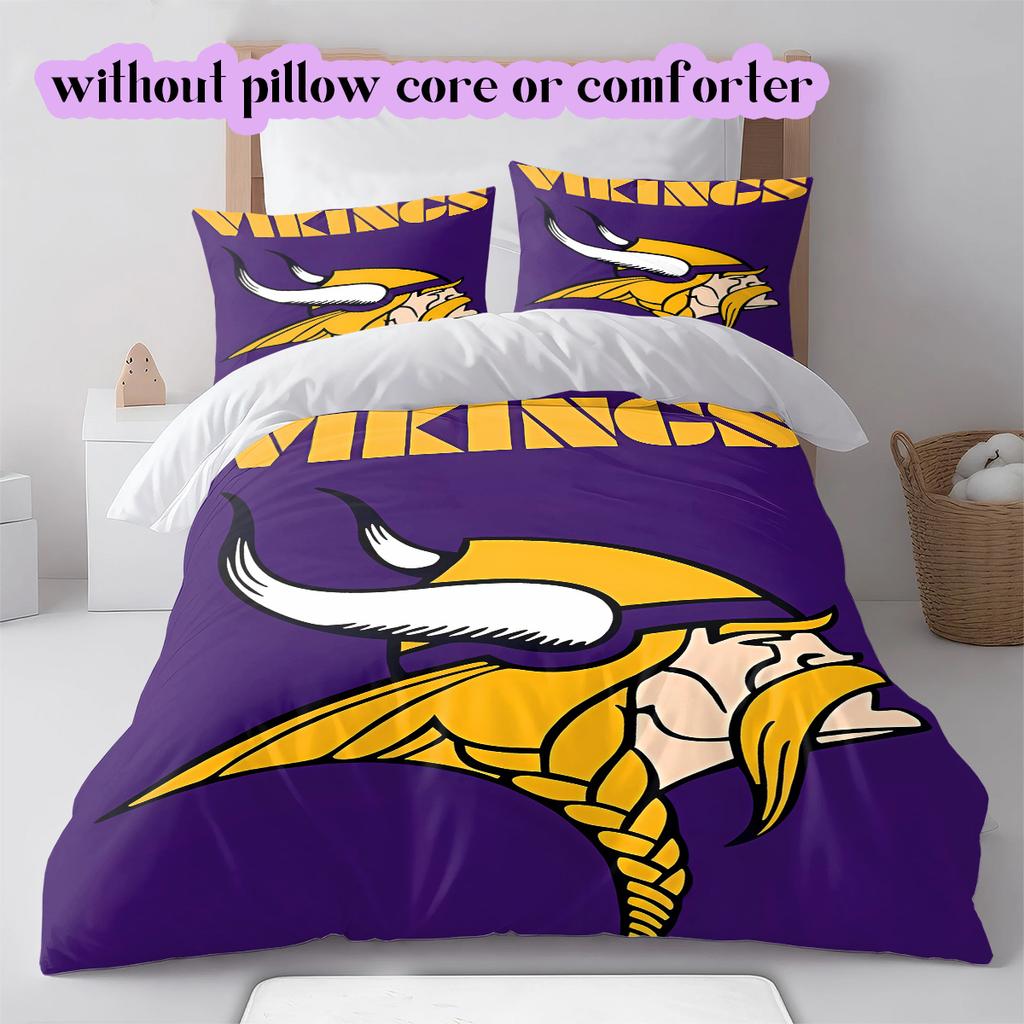 football Logo Pattern Bedding Quilt Set Quilt Cover Pillowcase Home Decoration Birthday Gift (1*duvet cover+ 2*pillowcase, without core)