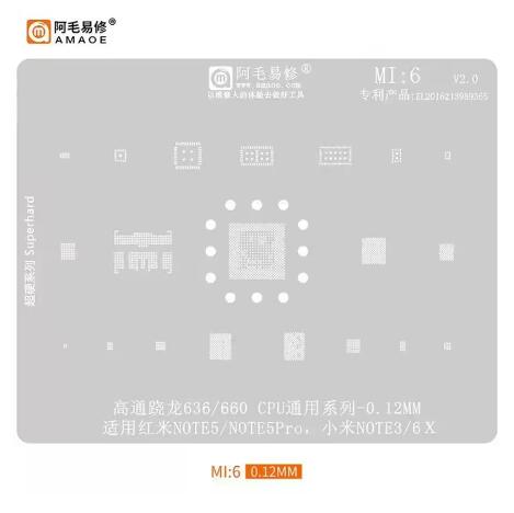 Amaoe MI:10/2/3/17/8/9/11/12/13/14/15/16 BGA Reballing Stencil for SM7150 RAM SM8150 CPU XIAOMI 9 K20 Series Phone Repair Tools