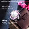 CMM Jewelry Resizable Luxury Big Chunky Fuchsia Cubic Zirconia Flower Artificial Pearl Rings for Women Engagement Party Wear Jewellery