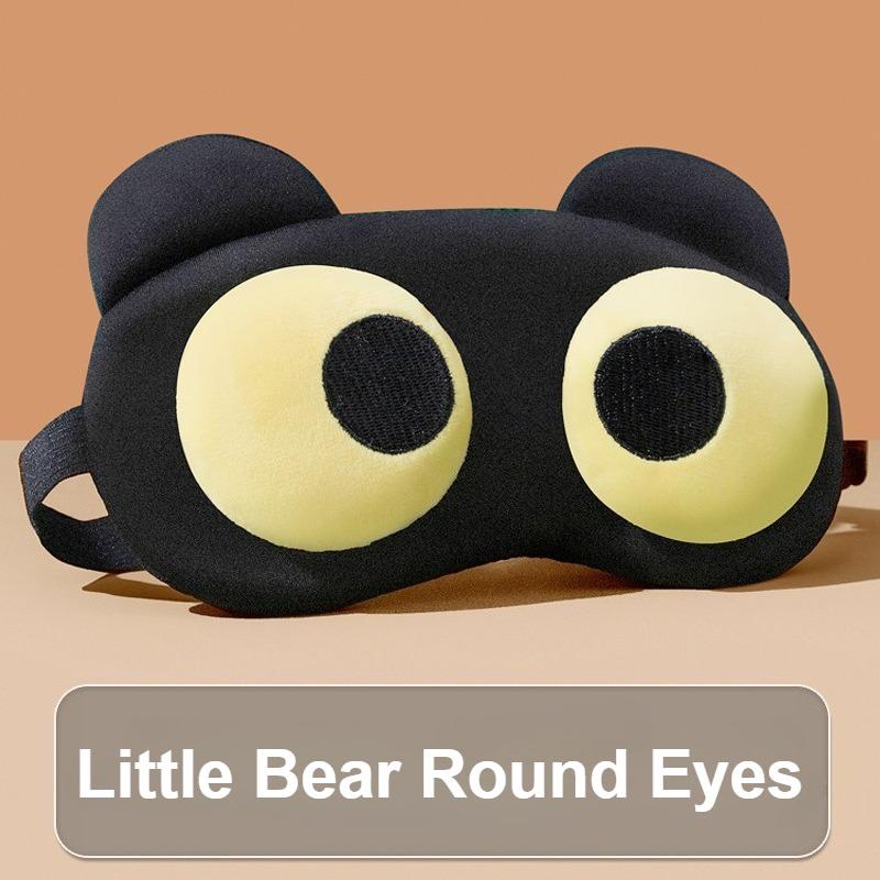 1pc Soft Polyester Cute Cartoon Bear Eye Mask | Light Blocking Sleep Mask with Adjustable Pull Closure, Design for Travel, Work