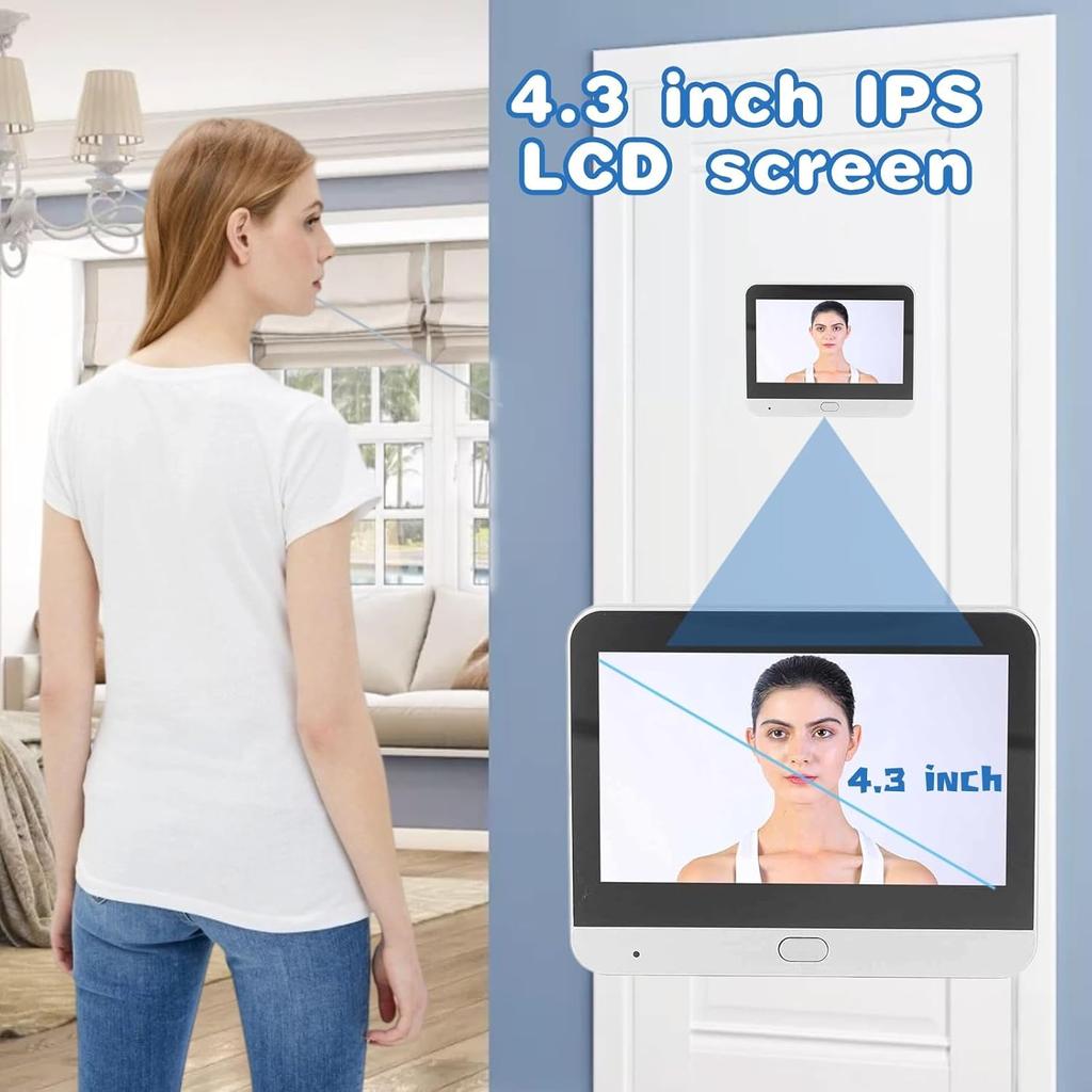 Video-Guckloch-Türkamera, 1080P HD-Video-Türklingelkamera, Tür-Gucklochkamera für Wohnungstür, 4,3-Zoll-Farbbildschirm, Smart-App-kompatibel