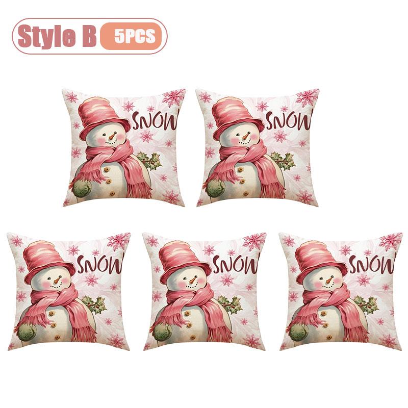 1-5PCS Festive Christmas Pillow Cover Decorative Cushion Case Holiday Sofa Accent Cover for Living Room Winter Party Home Decor
