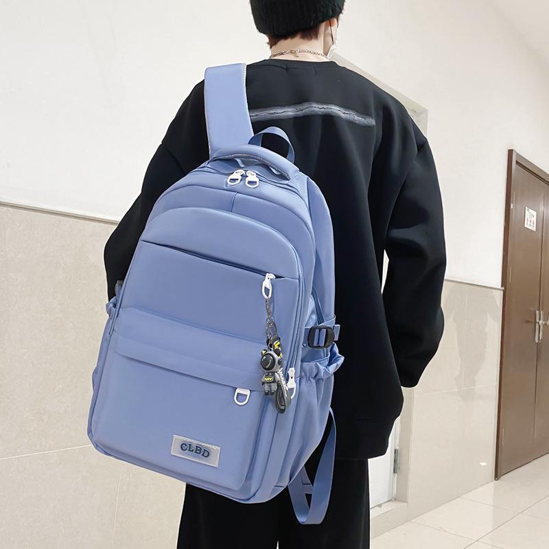 

Новый рюкзак для старшеклассника, простой школьный рюкзак для ученика средней школы, большой вместимости, повседневный рюкзак светло-синий