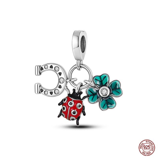New 925 Sterling Silver Red Color Series Heart Shape Charms Beads Lucky Jewelry Gifts