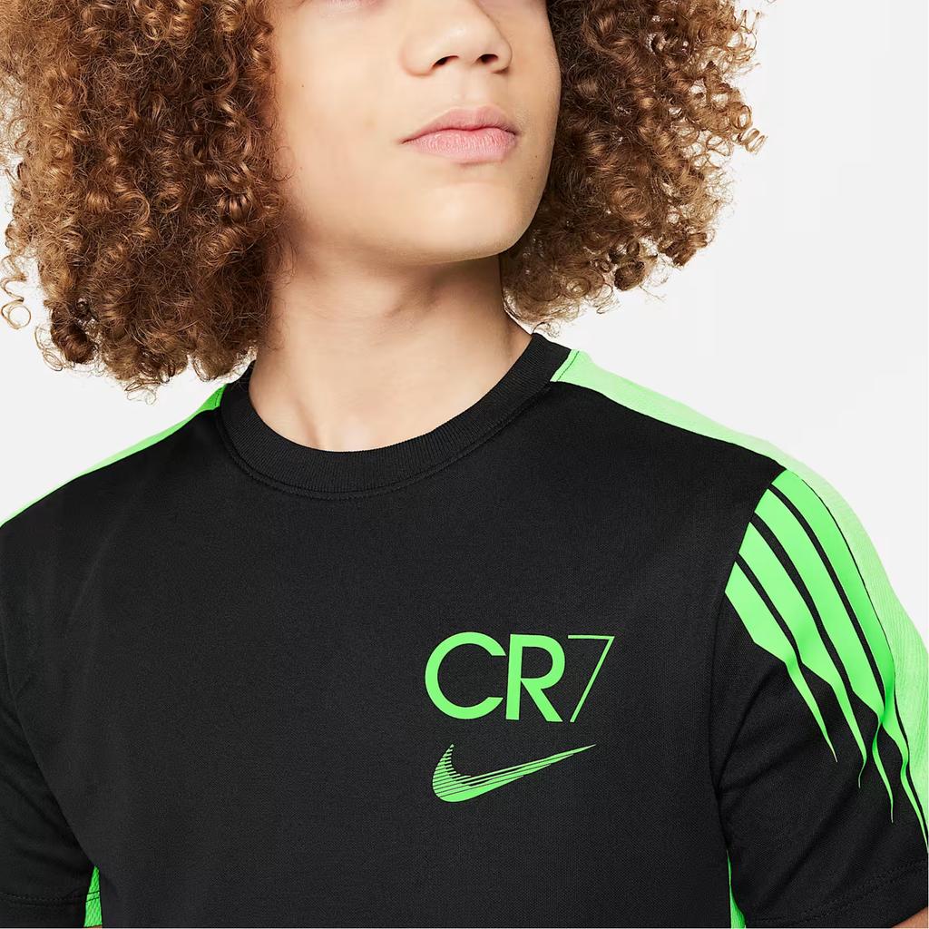 Nike CR7 Dri-Fit Academy 23 Bokstavtrykket Rund hals Casual Kortermet T-skjorte Barn Topper Svart FN8427-010