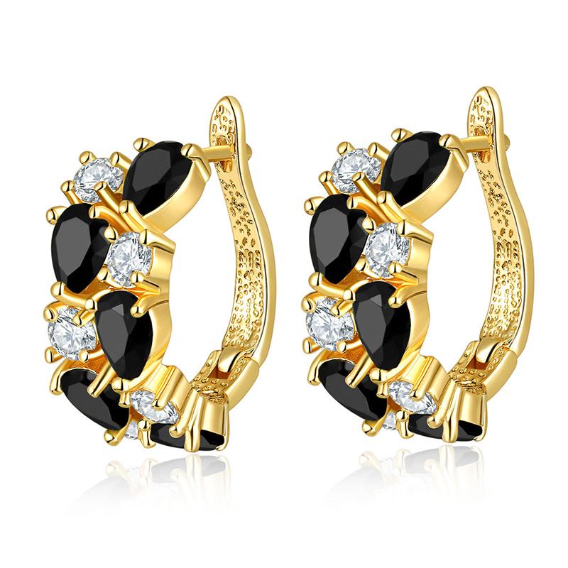 Ohrringe für Damen Schmuck 14K Gold Plated Pendientes Mode Runder Kreis Mosaik Klare Zirkonia Zirkon Stecker DIY Ohrring Schmuck