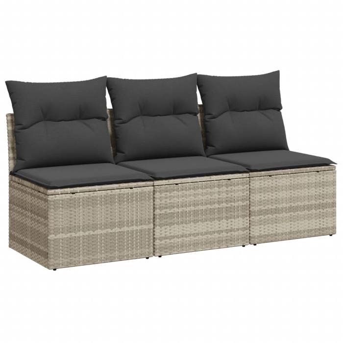 VidaXL Garden Sofa and Cushions 3 Seater, Seat with Cover, Outdoor Patio Balcony Terrace Furniture, Light Grey 366194