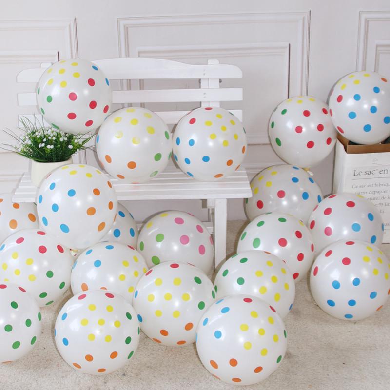 12  Thick Double-Layer Polka Dot Balloons: Red, Pink, Blue, Yellow Macaron - Birthday Party Decor