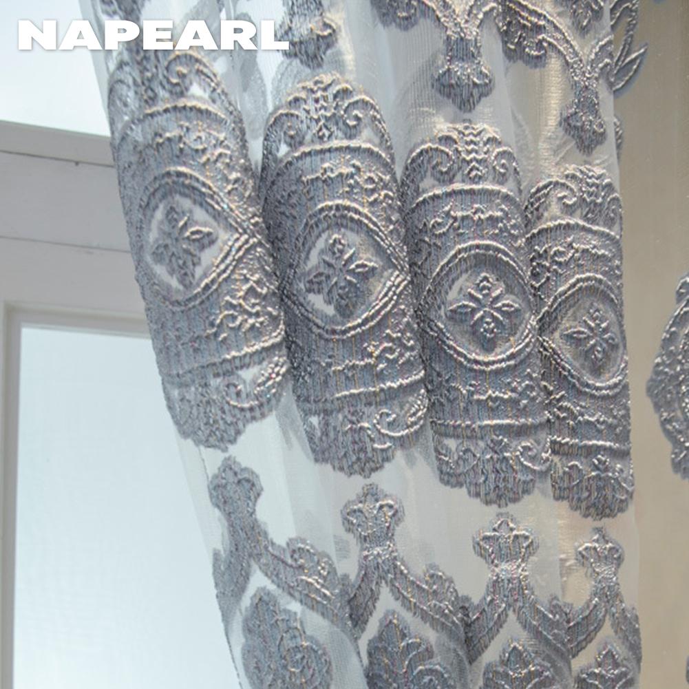 1PC NAPEARL European-style Luxury Jacquard Curtain Transparent Sheer Curtain for Living Room Bedroom Balcony WindowHome Decor