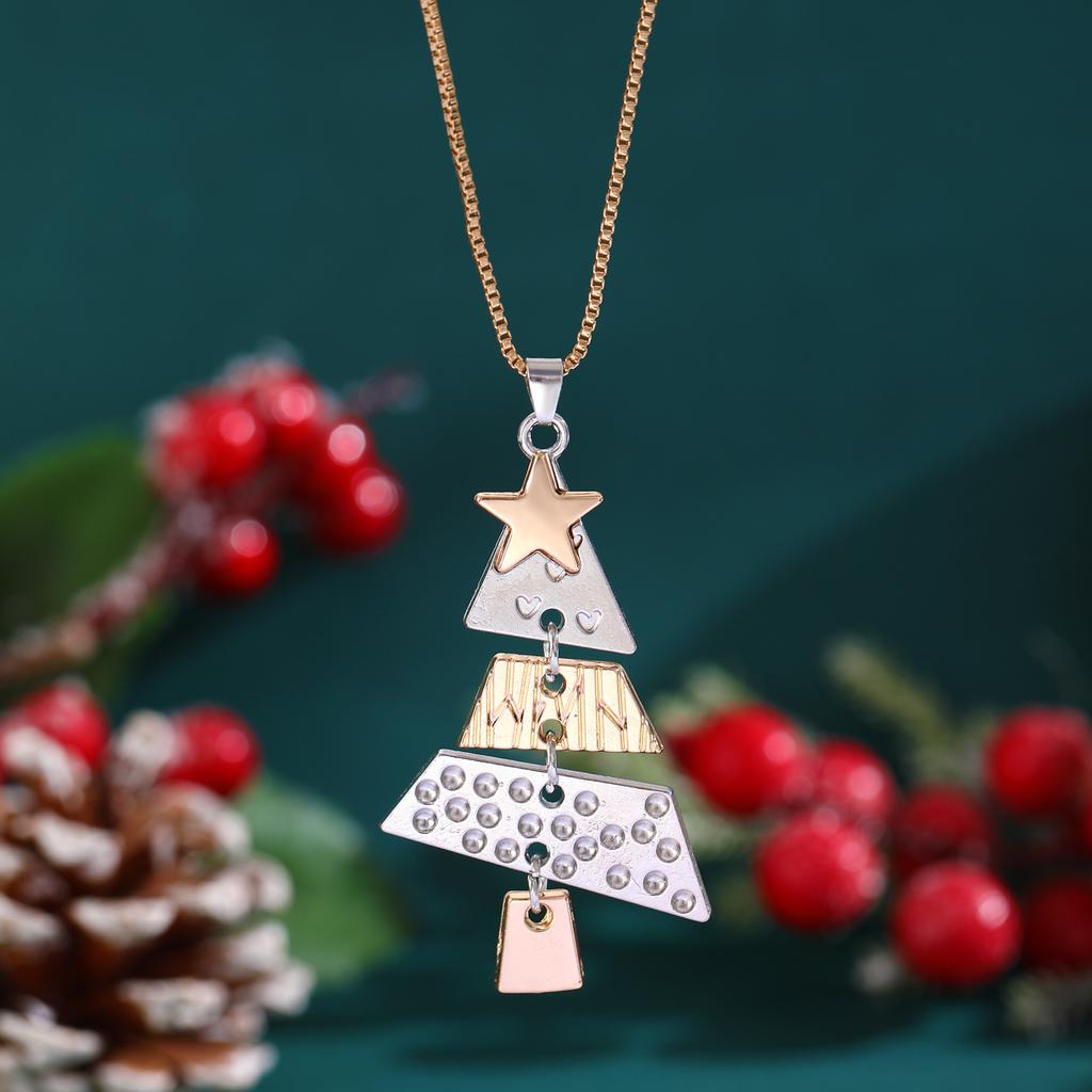 Christmas Tree Long Drop Earrings for Women Hollow Xmas Tree Star Dangle Earring Party Punk Cool Jewelry