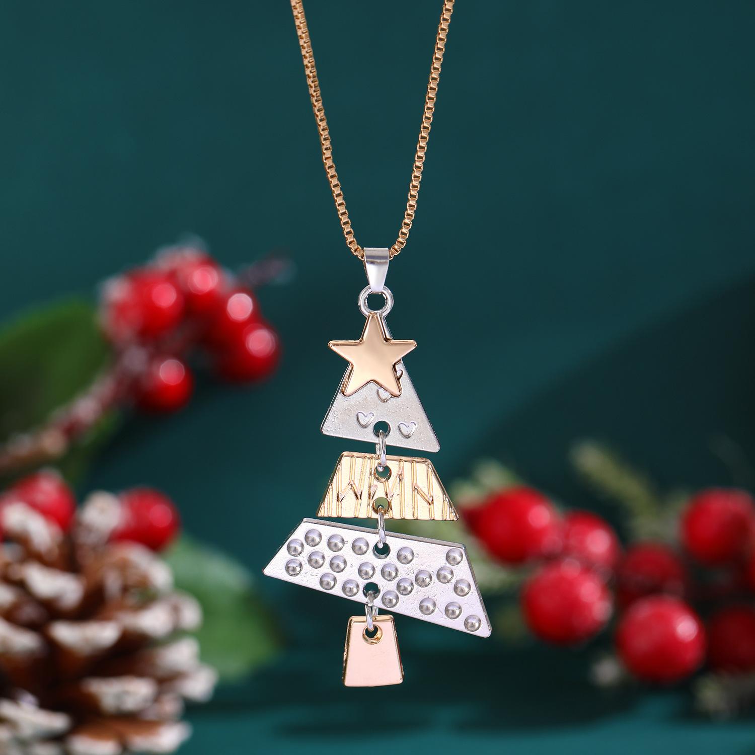 Christmas Tree Long Drop Earrings for Women Hollow Xmas Tree Star Dangle Earring Party Punk Cool Jewelry