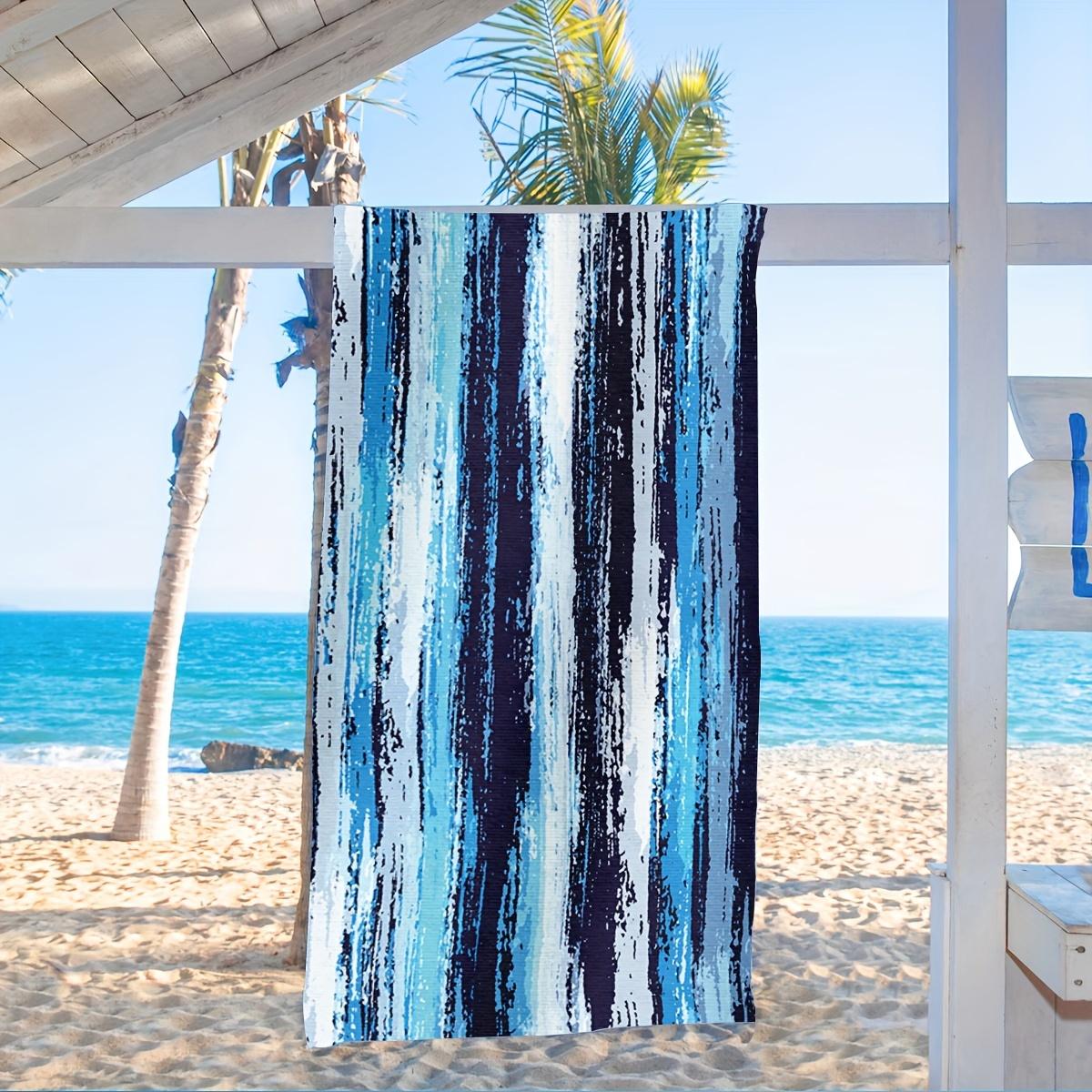 

1 Blue Brushstroke Beach Towel Single Sided 2D Print Soft Absorbent Quick Dry Beach Towel Pool Beach Vacation Artistic Vibe Gift W40*H60(CM)