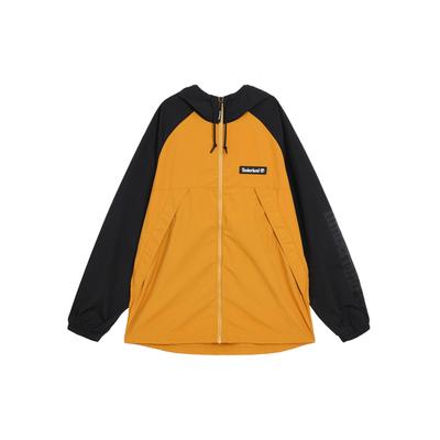 Logo Bedruckte Lässige Colorblock Kapuzenjacke Herrenjacken Schwarz Gelb A2BV4-P56