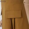 ZANZEA Women Classic Collar Summer Casual Short Sleeve Patchwork Dress