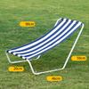 Blau-Weiß gestreifte Outdoor-Strandliege, tragbar, faltbar, Mittagsruheliege, einfache Campingliege