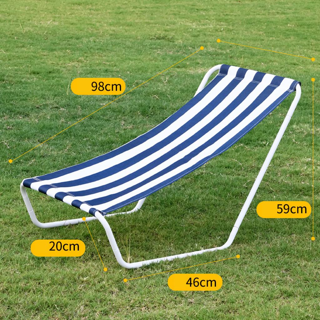 Blau-Weiß gestreifte Outdoor-Strandliege, tragbar, faltbar, Mittagsruheliege, einfache Campingliege