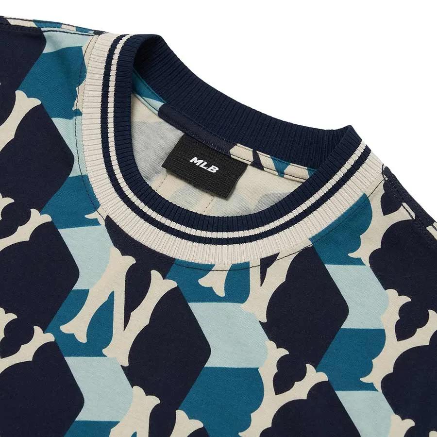 MLB SS22 New York Yankees Stampa Lettere Color Block Girocollo Manica Corta T-Shirt Unisex T-Shirt Blu Navy 3ATSM0124-50NYD