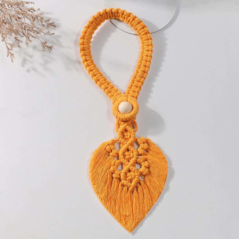 1PC Boho Macrame Leaf Curtain Tiebacks Handmade Woven Curtain Holdbacks with Wooden Bead Home Bedroom Living Room Window Decor