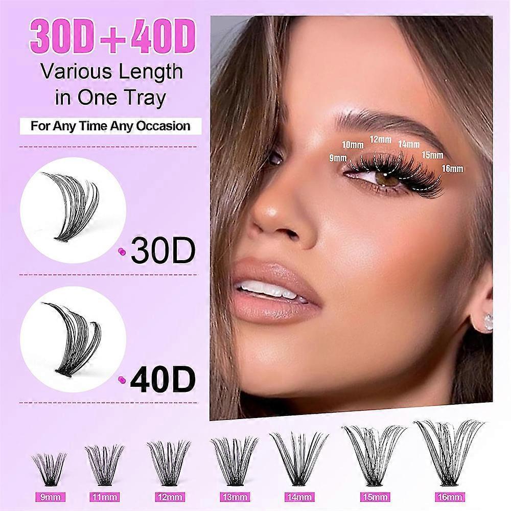 DIY Lash Extension Kit Individual Lashes Cluster D Curl Eyelash Extension +Tools