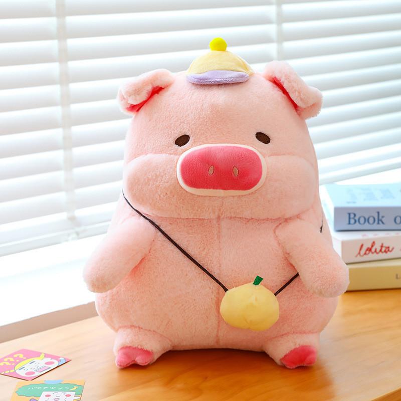 Mochila de Pelúcia Adorável Porquinha Lulu Boneco de Pelúcia Fofo Almofada Doce para Abraçar Presente