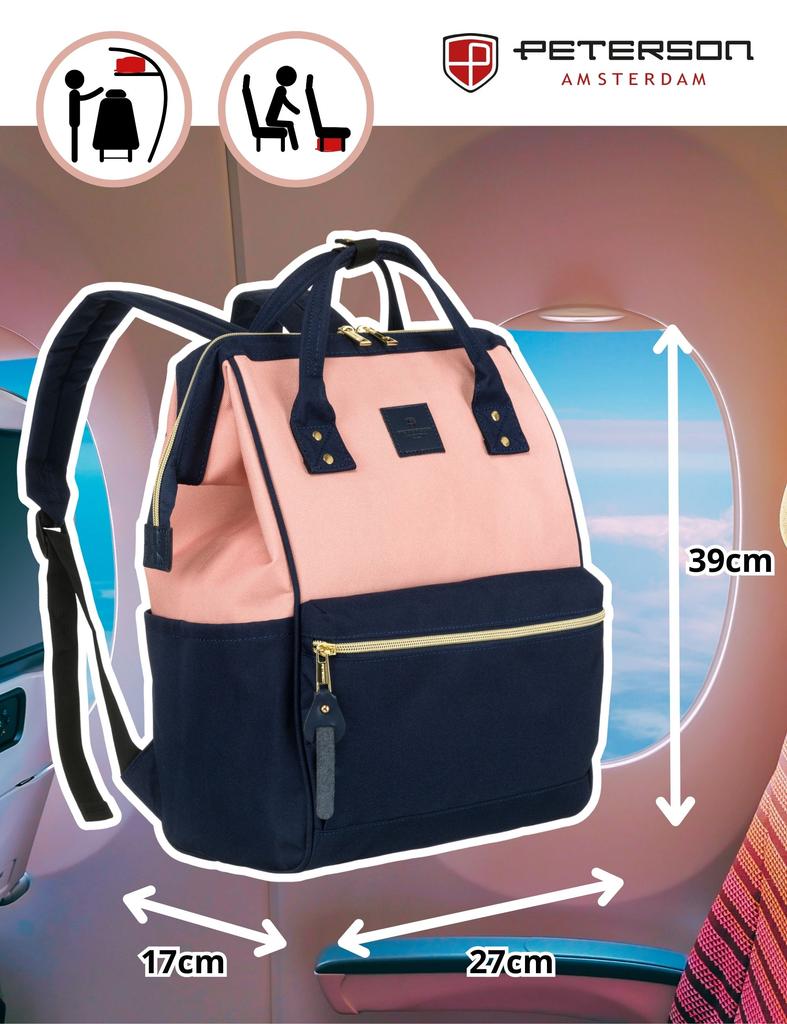 PTN ALFA-6027 Navy+Pink Fabric Backpack