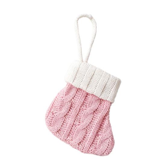 Xmas Tree Hanging Decorations Christmas Tableware Holder, Knitted Stockings Spoon Knife Fork Small Holiday Gift Tags Bag for Fireplace, Tree,