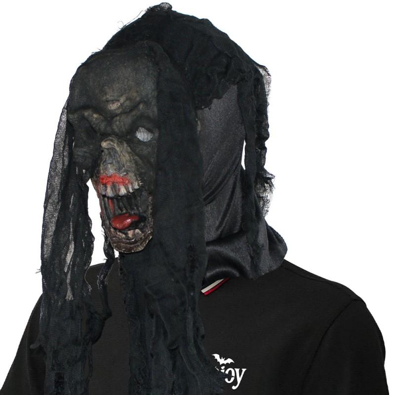Černá látková strašidelná křičící maska Halloweenský kostým Párty Duch obličej Pokrývka hlavy Žertovná rekvizita