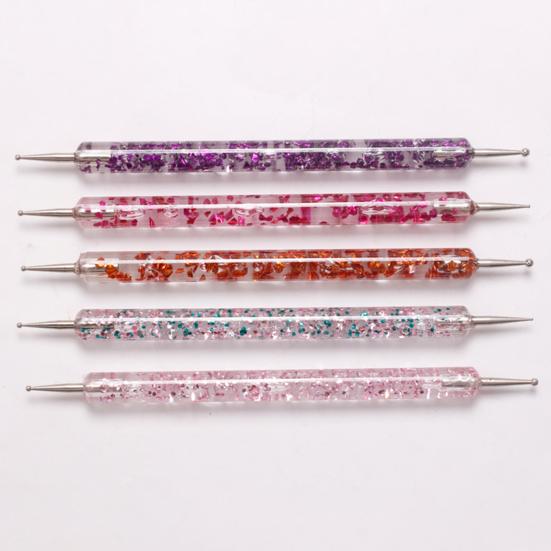 5Pcs/Set Nail Dotting Pen Double Head Sequins Handle Acrylic UV Gel Painting Drawing Manicure Art Dot Point Pen for Beauty