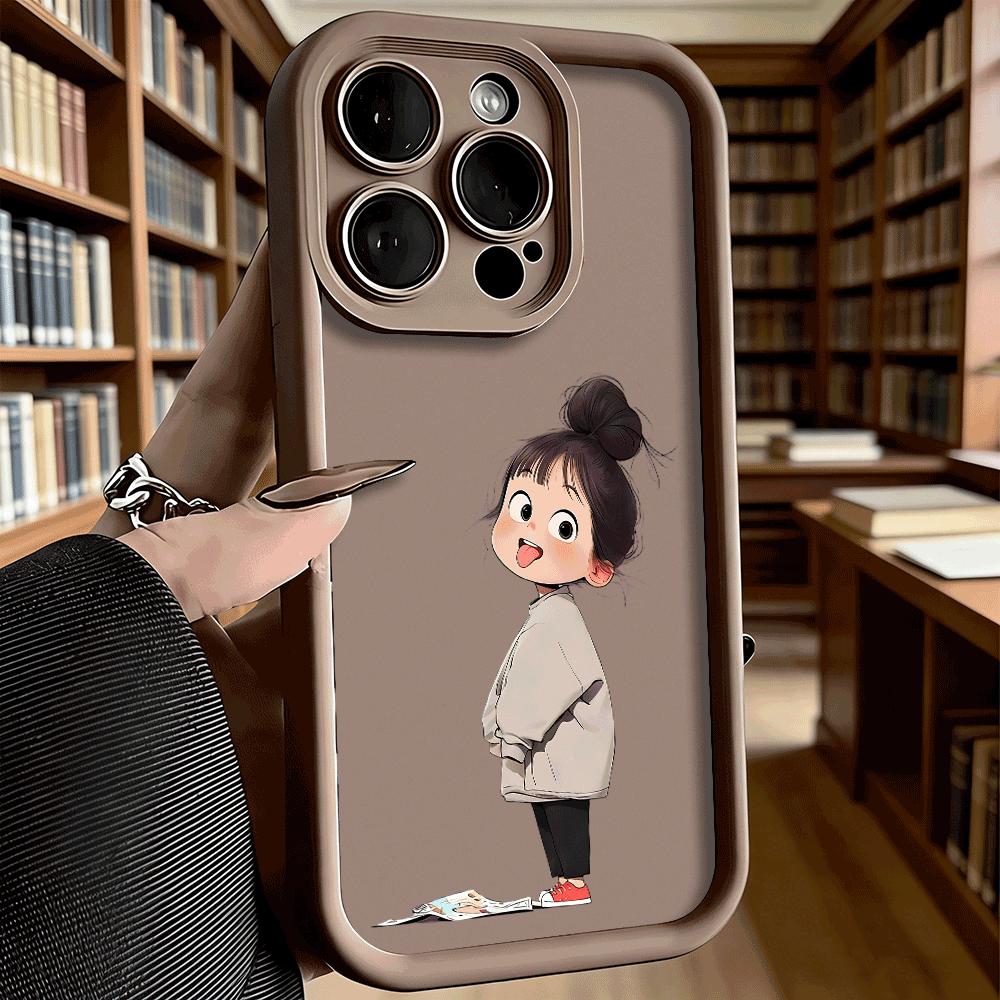 Chibi Girl Messy Bun Soft TPU Shockproof Case For Xiaomi Redmi Note 15 14 13 12 11 Pro Anti-Fall Protective Back Cover