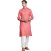 Conjunto Kurta Manyavar para Homens, Mangas Compridas Gola Mandarim Conjunto Kurta Étnico para Noivado, Casamento, Festa Liso (Pino Escuro