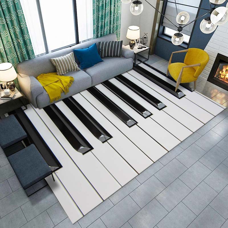 Piano Keys Music Carpet Living Room Rug Home Decoration Anti-Slip Hallway Balcony Doormat Kitchen Bedroom Bathroom Floor Mats