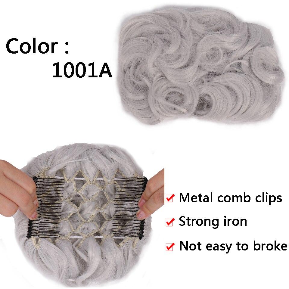 Syntetický hřeben Clip In Kudrnaté prodlužování vlasů Drdol do vlasů Ombre Blond Elastické gumičky do vlasů pro ženy